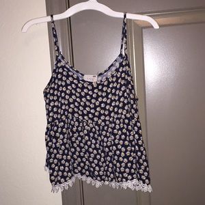 Spaghetti strap slightly cropped daisy top